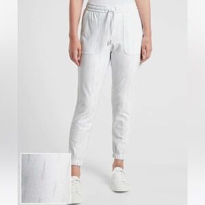 Athleta Farallon Printed Jogger Pants Cotton Spliced Magic Veil Grey Size 14